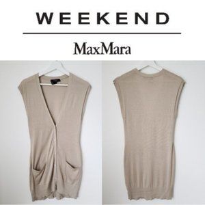 MaxMara Weekend Silk Cotton Knittee Long Button Vest/Cardigan Size Small